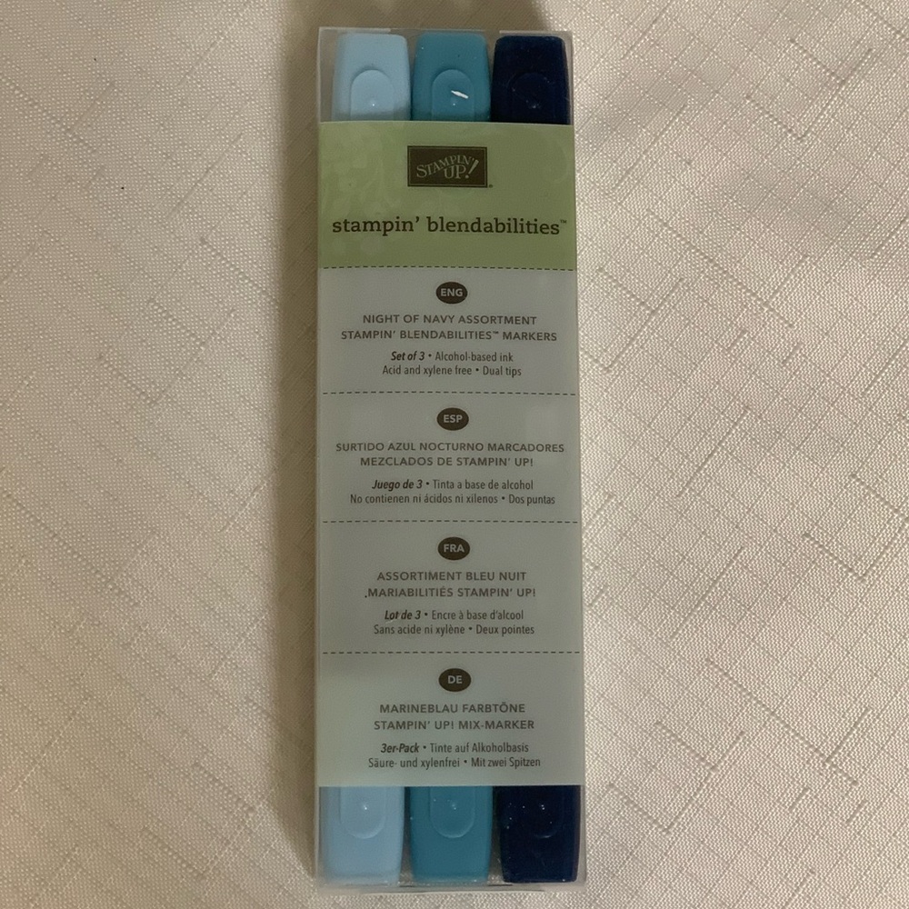 Stampin Up Blendabilities Night Navy Blue Assortment Markers Dual Tip Ink 3-Pack